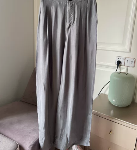 灰色宽松阔腿裤薄款冰丝高腰 休闲真理裤小个...