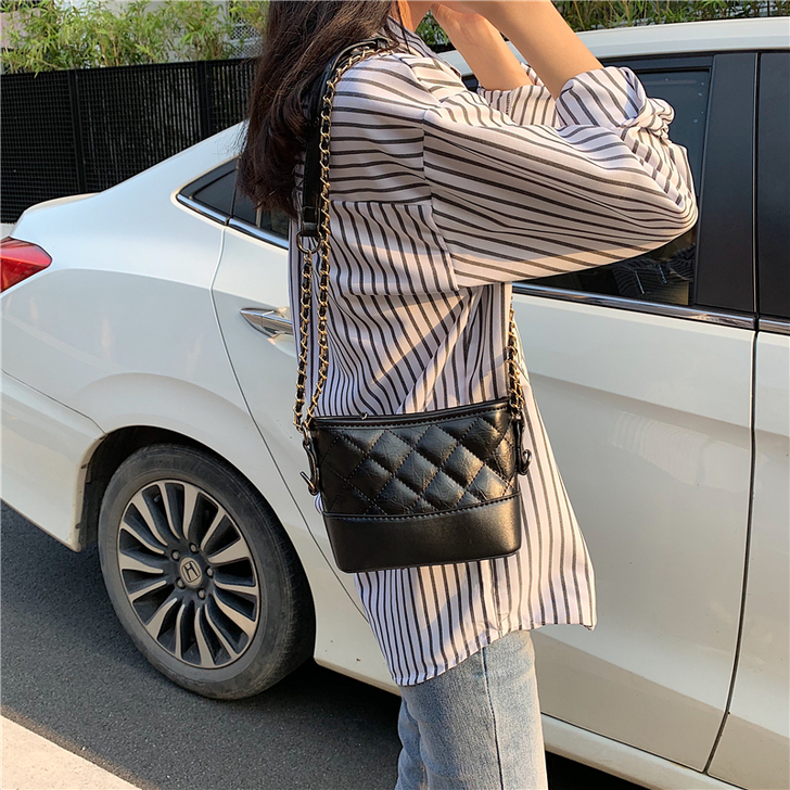 斜挎包女百搭ins单肩双链条包2020春夏...