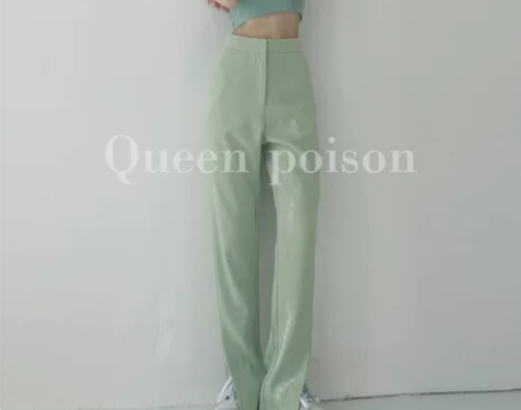 重磅推荐前开叉西装裤女春高腰垂感直筒阔腿裤...
