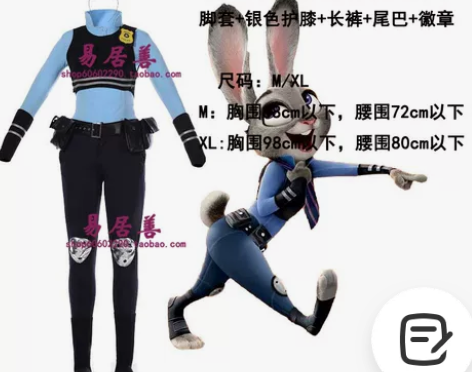 现货疯狂动物城cos兔子朱迪 狐狸尼克 拟...