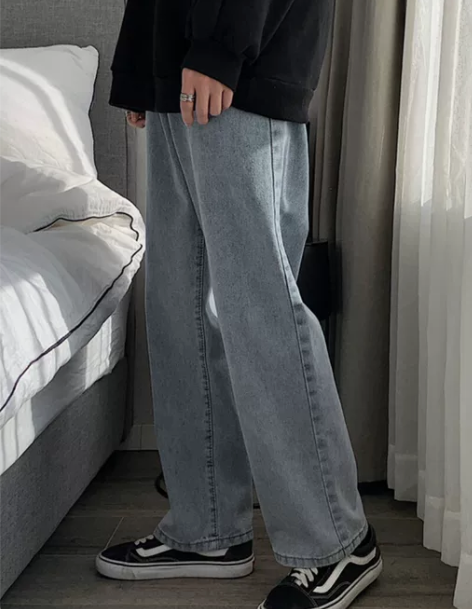 阔腿裤牛仔裤 牛仔裤长裤男直筒宽松裤子男秋...
