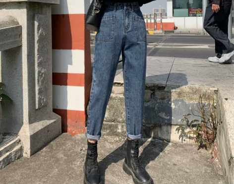 牛仔裤女2019秋冬新款韩版高腰显瘦百搭萝...