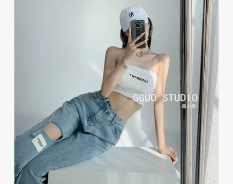 美式复古系带牛仔裤男款潮牌高街春秋款202...