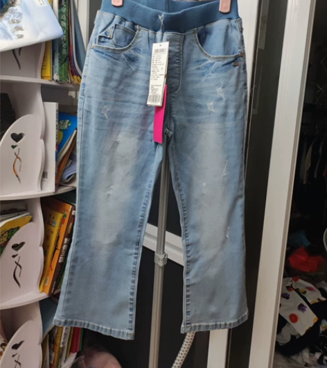 微瑕疵JEEP吉普女童七分裤牛仔裤140码...