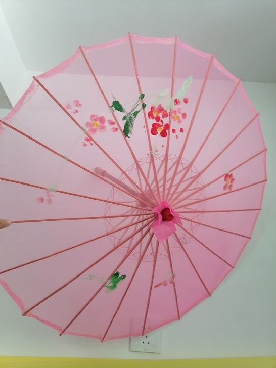 古风道具伞，有14把，粉色透明，实木手柄，...
