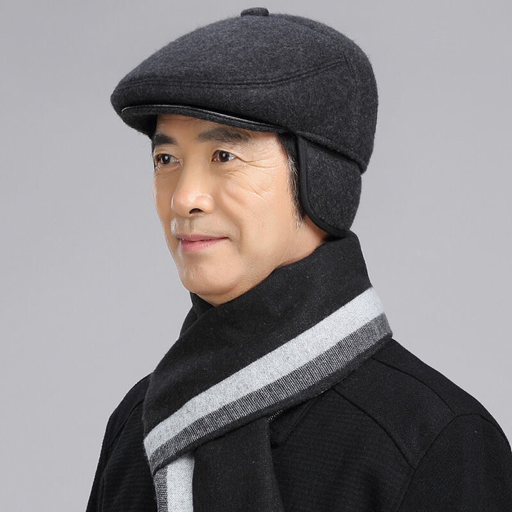 老年人帽子男秋冬季老人前进帽中老年鸭舌爷爷...