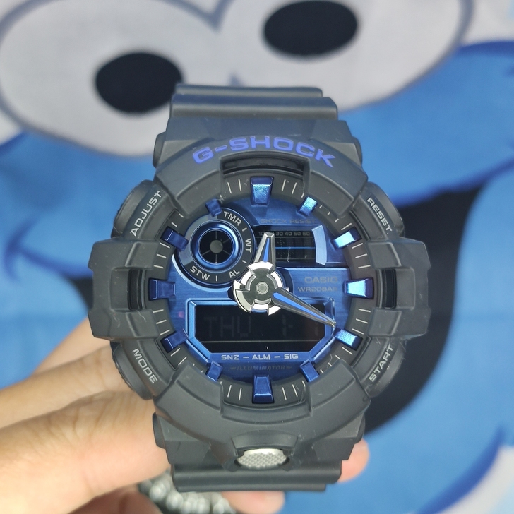 casio金属蓝gshock ga710手...