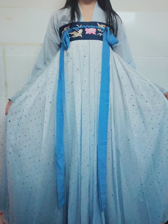 千韵岗【辰莲鱼梦】汉服星空两片式齐胸襦裙渐变