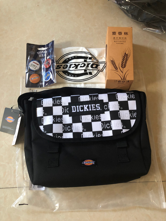 帝客dickies正品邮差包男女情侣刺绣斜...