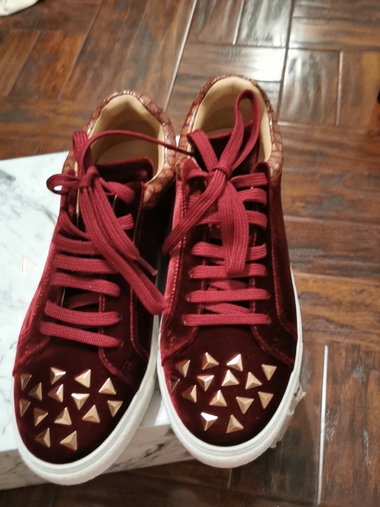 M.BLEM，酒红色丝绒板鞋，正品，全新，...