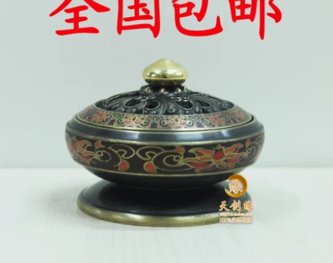 特价包邮 精工细作纯铜景泰蓝珐琅彩盘香炉 ...