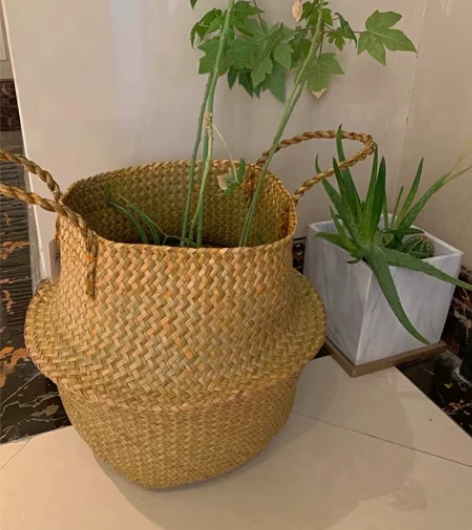 【特价处理】北欧草编花篮编织篮手工海草植物...