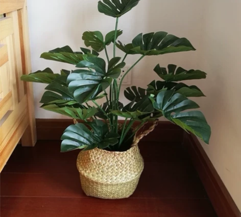 送花篮仿真龟背竹植物盆栽仿真绿植客厅室内软...