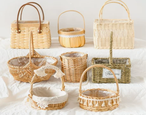 花篮编织篮鲜花包装手工藤编竹编花篮干花束插...