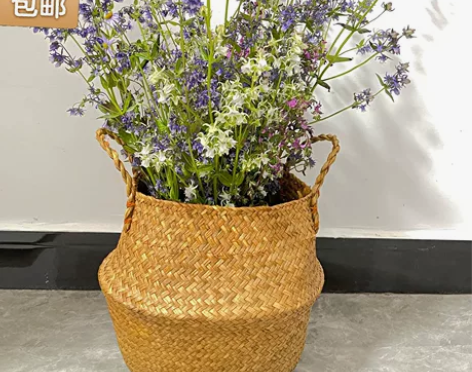 中大型绿植北欧海草编织花篮花盆天堂鸟琴叶榕...