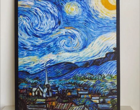 【真的很好看】梵高星空装饰画玄关向日葵壁画...