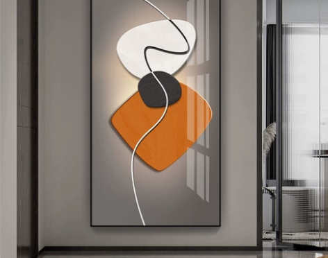 石来运转入户玄关装饰画竖版抽象进门挂画轻奢...