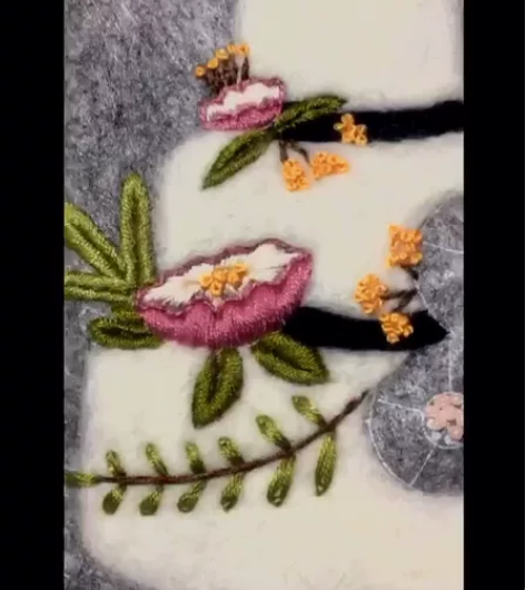 羊毛毡刺绣画 新婚快乐 情人节结婚礼物 羊...