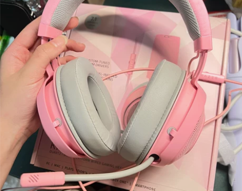 Razer雷蛇北海巨妖萌猫版粉晶头戴式有线...