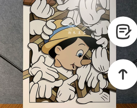 匹诺曹潮流卡通装饰画无框画客厅卧室工作背景...