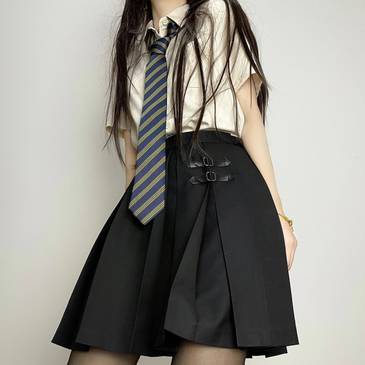 鹿屿高校箱褶 s48黑色 黑色普通皮扣 穿...