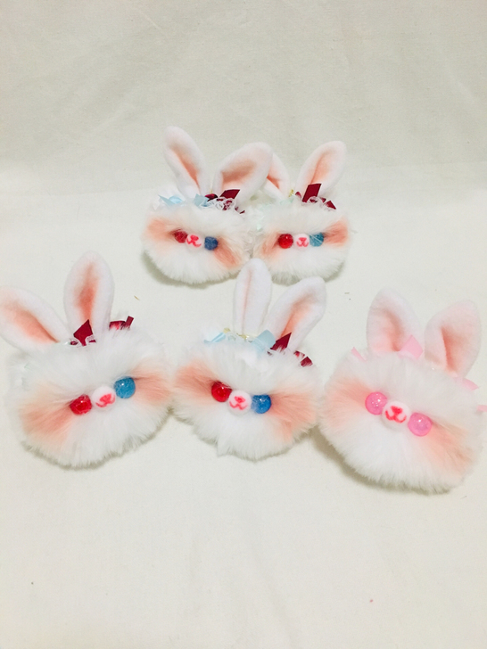 新款ins蕾丝蝴蝶结毛绒小兔子挂件钥匙扣包...