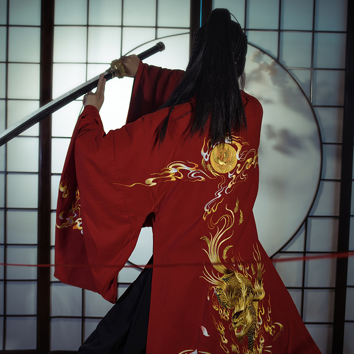 序绘原创 辟邪 麒麟祥瑞大袖披风外套重工刺...