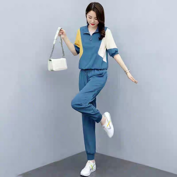 清货价显瘦夏季女士运动套装裤子洋气减龄短袖...