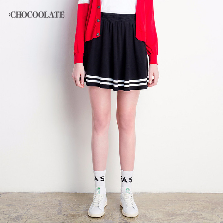 : CHOCOOLATE女装春夏学院风条纹...