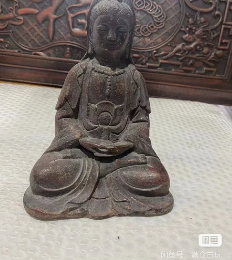【铁鎏金观音】 精品铁鎏金观音，铁鎏金雕刻...