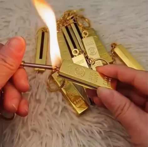 鎏金金条小火柴日进斗金万次火柴不锈钢多功能...