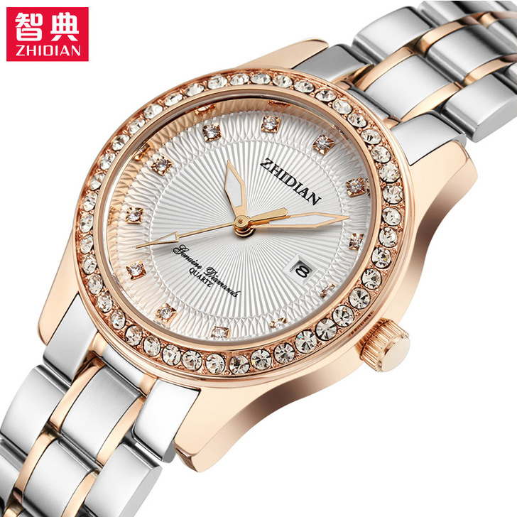 手表女满天星女士手表时尚防水简约女气质钢带...
