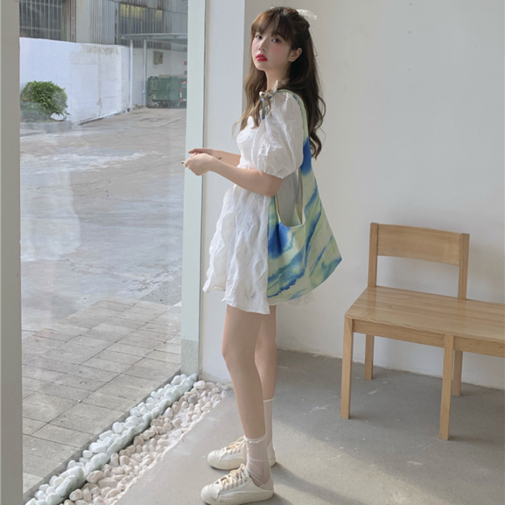 EHSTORE 法式少女白色花朵公主裙子 ...