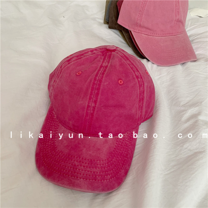 韩版百搭复古做旧水洗棒球帽子女街头潮人牛仔...