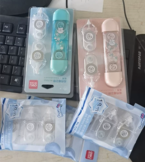得力deli 71512修正带粉色蓝色两个...