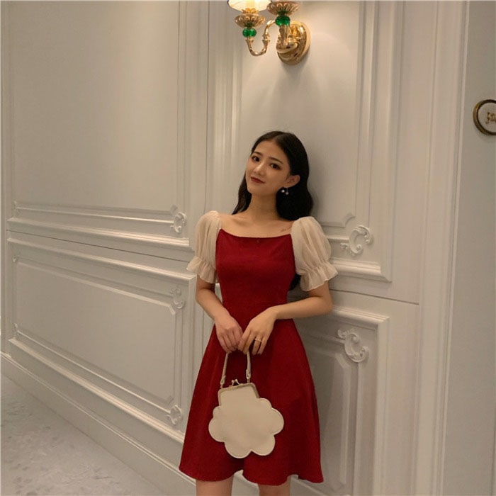 连衣裙女春季韩版温柔风气质修身显瘦A字裙子...