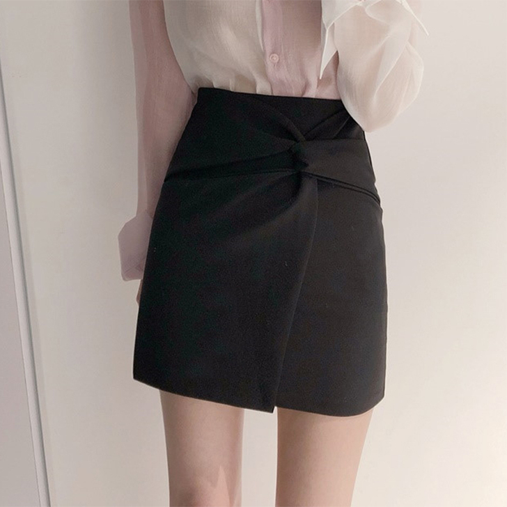 不规则半身裙女夏季2020新款显瘦a字裙黑...