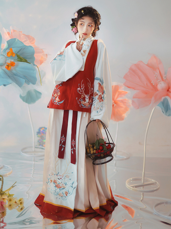 耀春林间鹿原创明制汉服女刺绣短袄马面裙比甲...