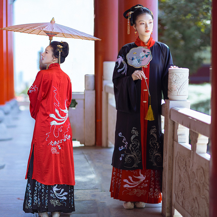 仙楚姬正品原创汉服女【染墨】立领重工刺绣马...