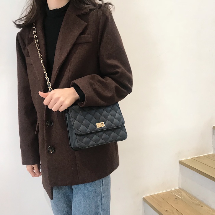 女士包黑色菱格包