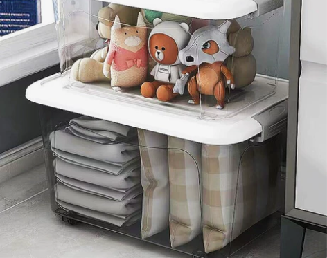 【低价包邮】加厚透明塑料收纳盒带盖家用衣服...