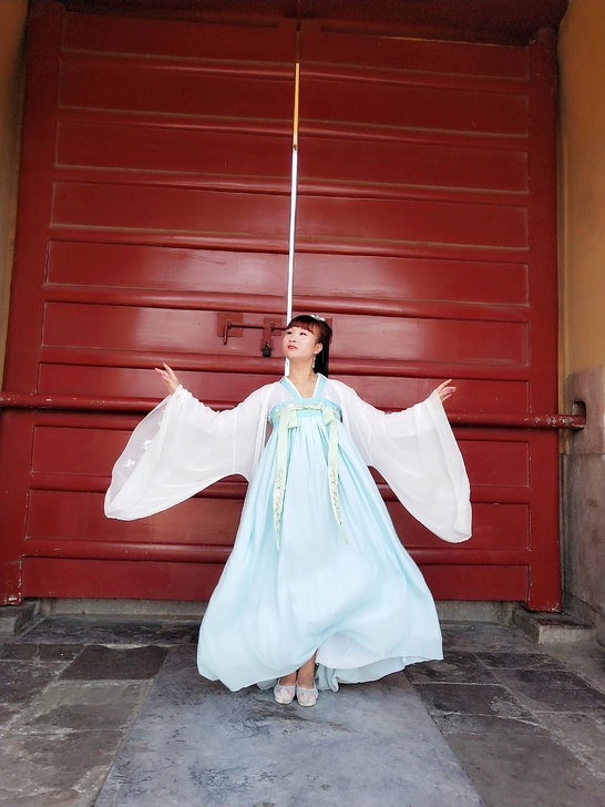 齐胸襦裙上衣+襦裙，加大袖衫，尺码L