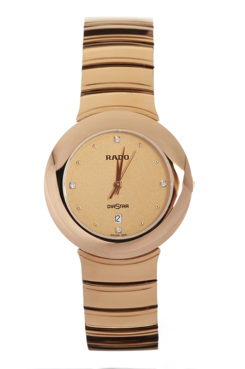 雷达，晶萃系列，表径33mm，镀金材质，金...