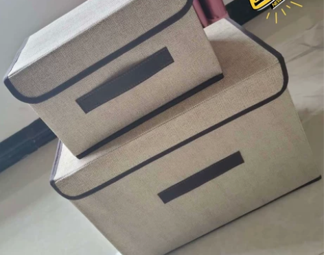 包邮居家布艺收纳箱折叠储物箱带盖防尘便携盒...