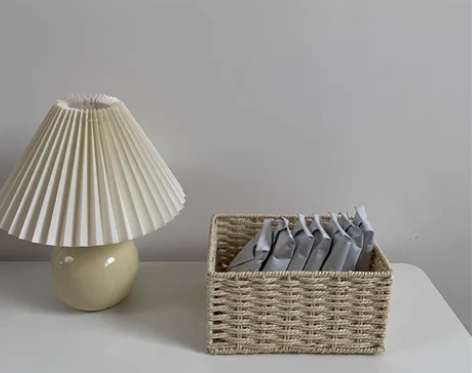 日式储物盒编织杂物草编藤编收纳筐玩具书本收...