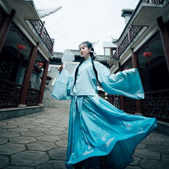 出社寻梦鹿原创汉服魏晋交领袄裙齐腰襦裙只穿...