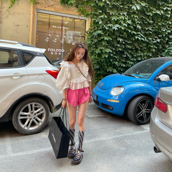 Acoadong 棒球少女 热裤短裤黑色