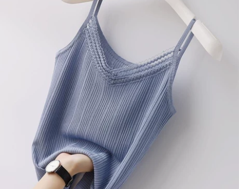 夏新款蕾丝吊带背心女冰丝螺纹大码宽松外穿内...