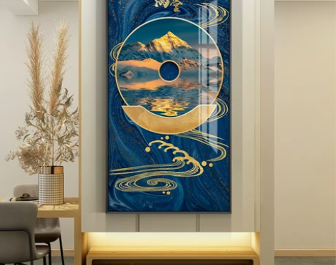 仙山琼瑶高清大尺寸风景玄关装饰画山水竖版晶...