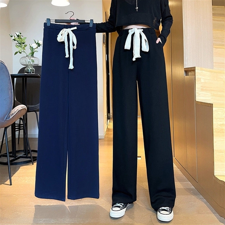春秋款高腰阔腿裤女薄款宽松时尚运动裤休闲裤...